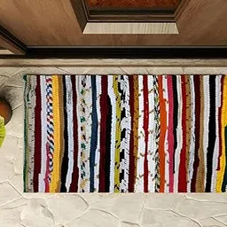 Kesar Store® Handmade Chindi Doormats 17x26 Inches – Handwoven Acrylic Door Mats for Indoor/Outdoor Use, Eco-Friendly Rugs. (Pack of 2, Multicolor)-picture-49