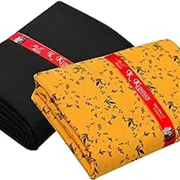 KUNDAN SULZ GWALIOR Men's Unstitched Cotton Printed Shirt & Trouser Fabric Combo Set (Black & Khaki-01; 1.30 & 1.60 Meters)-image-94