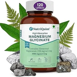 NutriQuint Magnesium Glycinate 1000 mg – High Absorption – 220mg Elemental Magnesium per Serving – 120 Veg Capsules – Non-Laxative, Muscle, Sleep & Nerve Support – Made in India-image-38