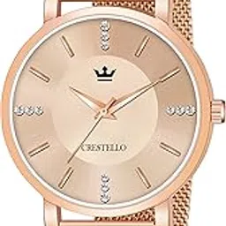 crestello Rose Gold Plated Metal Chain Analog Wrist Watch for Women (RG113)-picture-24