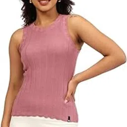 blissclub Move All Day Rib Tank Top | 100% Cotton | High Neck | Ribbed Fabric | Snug fit | Breathable-picture-23