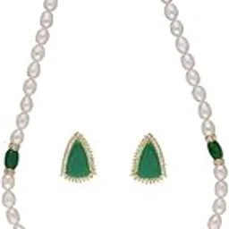 sri jagdamba pearls dealer Sri Jagdamba Pearls Saanvi 1 Line Oval Pearl Set-picture-22