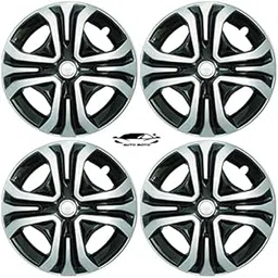 AUTO MOTO Sporty Double Colour Silver And Black 14-Inch Press Fit Type Wheel Cover With Metal Rings For Tata Tiago All Models (Set Of 4 Pieces - Traxx Design)-image-81