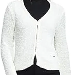 monte carlo Womens Self Design Off White V Neck Full Sleeve Cardigan_1243624VN-1-picture-17