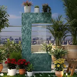 EXPLEASIA C Shape Planter Shower Fountain, Water Fountain for Garden, Water Fountain for Home vastu, Fountain for Home décor Waterfall (92H X47L X21B) cm (Blue)-picture-23