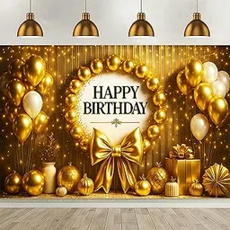 Happy Birthdday Printed Backdrop | Balloon & Floral Party Decoration | Royal Crown Theme Birthdday Banner | Photography Background for Girls' Birthdday, Shower & Event Décor (Backdop_91)-picture-21
