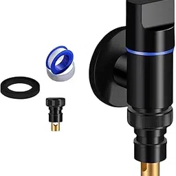 ATORSE Washing Machine Tap 1/2In Faucet Angle Valve for Toilet Water Pipes Bathroom Black|Home & Garden-image-3