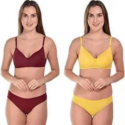 sgc sweden Women's Lingerie Set | Cotton Blend Lightly Padded Non Wire Push-Up Bridal Bra Panty Lingerie Set | Super Soft and Comfortable (Combo Pack of 2)-picture-44