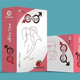 Seduce Extra Time Lubricated Condoms for Men | Multi-Textured Condoms for Enhanced Pleasure and Sensation | Delayed Ejaculation Condoms for Longer Lasting Intimacy | (Pack Of 10, Strawberry)-picture-48