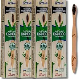 Dr.Shrub's Organic Bamboo Toothbrush with Charcoal infused Zig-Zag bristles for Adults-Set of 4-picture-12
