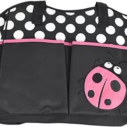 kidscity.in Mother Bag with Diaper Changing Mat - Black/Pink & White Dot-picture-39