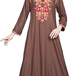 sanaa Fresh Arrival ! Women’s Solid Full Sleeve V Neck Full Length Embroidered Nighty-picture-14