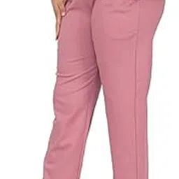 Mid-Waist Plus Size Women's Work Trousers, White-picture-40