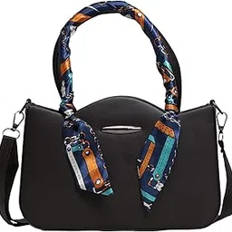 bonica Women's Fashion Handbag with Scarf Handle, Pink PU Leather, Crossbody Shoulder Bag, Spacious Interior with Multiple Pockets-picture-15