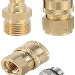 VELVON Qrc Pair Foam Gun 14×1.5 Thread Brass Connector, 1/4 Stainless Steel Connector QC Male Plug Male Threaded 14mm and 3/8 Connect Fittings for Hose Pipe M22 x 15 (One Male and One Female Adapter)-picture-67