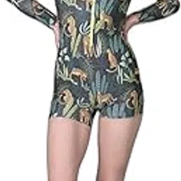 Keepfit Animal Printed Long Sleeve Padded Padded Legsuit with Zipper for Women |Swimming Suit for Women-picture-27