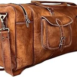 kirruu 24'' Inch Genuine Leather Duffle Bags for Men Stylish and Spacious Mens Leather Travel Bag Vintage Duffel, Weekender, Gym, Overnight Carry-on Luggage (24-inch Large)-picture-53
