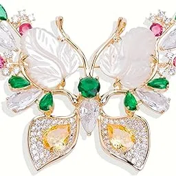 the opal jewels Butterfly Brooch Pin | 18k Gold Plated | Trendy, Lightweight & Comfortable | Stylish & Tarnish-Resistant | Qty : 1pc-picture-44