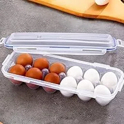 Stewit Plastic Egg Tray for Fridge - Space-Saving Storage Box for 12 Eggs | Sturdy & Stylish Egg Organizer (12 Grid,Transparent) image 1