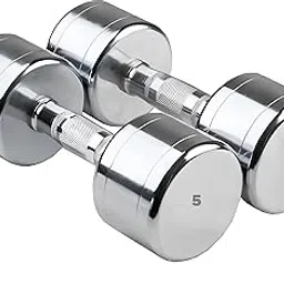 Kizlo Steel Dumbbell Set (2Kg 2.5kg, 3kg,4kg, 5kg, 7.5kg) 1 Pair Dumbbells, Steel Dumbbells, Home Gym Fixed Weight Dumbbell (Silver, 5KG X 2PCS) image 1