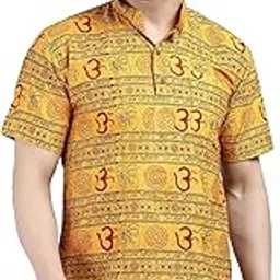 Men's Half Sleeve Om Printed Kurta - Pure Cotton Ethnic Wear for a Stylish Look-picture-22