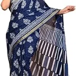 SD_ Mulmul Cotton Saree for Women With Maheshwari Border and Blouse Piece, Lightweight Sari, Printed Cotton Saree-picture-17