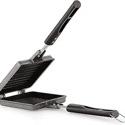 AADHIK Non-stick Jumbo Grill Gas Toaster Premium Big Bread Toaster, Sandwich Maker Griller with bakelite Handles and Spatter, Gas Stove Toaster(Aluminium)-image-51