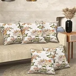 EasyGoods® 240 TC Pure Cotton Cushion Covers – Set of 5, (16x16 Inch) Jaipuri Anokhi Floral Prints, Premium Sofa and Bedroom Decor Accessories (Floral Gold)-picture-18