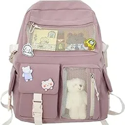 DIANZHU Kawaii Backpack for Girls Women with Pin Bear Accessories Cute College High School Backpack Laptop Book bag-picture-28
