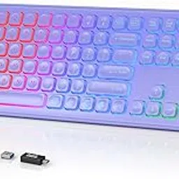 SABLUTE Wireless Keyboard and Mouse Backlit, Quiet Light Up Keys, Tilt Legs, Sleep Mode - Rechargeable USB Cordless Combo for Computer, iMac, PC, Laptop (Purple)-picture-29