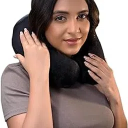 CareFoam Neck Pillow for Travel in Flight/Car/Train for Sleeping, Neck Support | Lightweight Travel Pillow for Men and Women Premium Velvet Outer Cover (Black)-picture-44