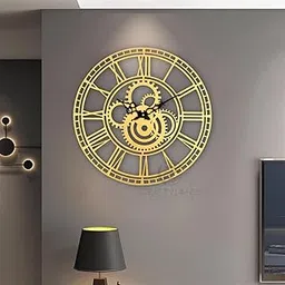 Craft2lance Wall Clock Decor Art Sculpture for Home Office Living Room Bedroom Restaurant Cafe (16 Inches/ 40 Cms) (Gold)-picture-33