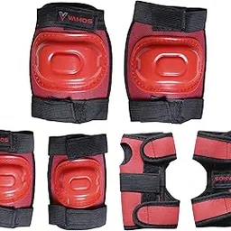 Vamos Protective Set Guard Protection kit with Knee, Elbow and Wrist Guards (Set of 6) Suitable to Kids of Age 6-15 Years for Skating, Cycling, Skateboarding and Roller Skating (Medium, Red)-picture-28