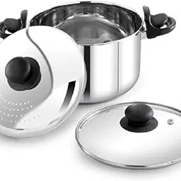 Praylady Stainless Steel Strainer Pot 3L with Glass Lid - Induction Base Cooking Pot for Pasta, Noodles, Vegetables, Rice - Anti-Locking - 2 Year Warranty - Rice Strainer Cooker - Quality Cookware-image-3