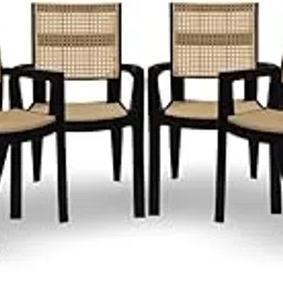 ITALICA Premium Plastic Arm Chair | Durable & Ventilated Backrest Design | Lightweight Outdoor/Indoor Chair| Multipurpose Chair for Home/Garden/Office/Balcony/Terrace (5118, Brown & Biscuit, Set of 6)-picture-29