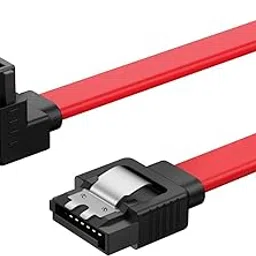 Tobo SATA III Cable • 8-Inch/0.6FT • SATA III 6.0 Gbps • 7pin Female to Downward Right Angle Female Data Cable • with Locking Latch • Support for 2.5'' SSD,3.5''HDD Drive • Red image 1
