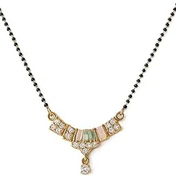 Elegant Gold-Plated Mangalsutra with CZ Stones & Multicolor Pendant for Women-picture-16