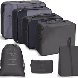 Spellwish Packing Cubes 7 Set Travel Organizer Cubes for Suitcases Lightweight Luggage Packing Orginzers for Travel Acessories (Black)-picture-15