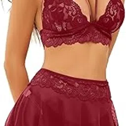 lovethreads Sexy Lingerie for Women Naughty 3 Piece Bralette, Mini Skirt with G-String Crotchless Lingerie Set-picture-54