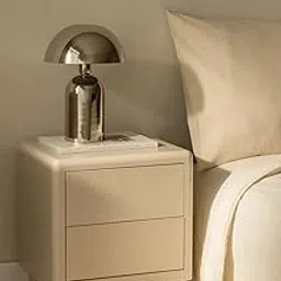 Modern 2-Drawer Bedside Table Nightstand, Tapioca Beige, Solid Wood Construction, Minimalist Scandinavian Style End Table for Bedroom-picture-16