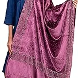 naureen Women Velvet Stole Embellished with Shimmering Cystals Work, Warm and Soft, 28x80 inch-picture-38