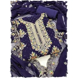 pandadi saree Women's Faux Georgette Embroidery Salwar Suit Unstitched Dress Material-picture-24