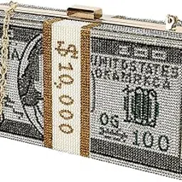 shiratori Classic Dollar Style Evening Bags With Diamond Shoulder Bag Wallet Clutch Gray-picture-26