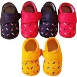 pearsilk New Unisex Baby Newborn Booties Kids First Walking Shoes Sandals with Anti Slip SoleToe to Heel Multicolor Pack of 3 Combo image 1