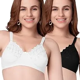 daisy dee Women's Cotton Lace Non Padded Net Wirefree Full Coverage Lace Bra - Gloria-picture-29