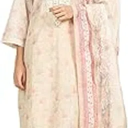 biba Women Beige Chanderi Unstitched Suit Set_Free Size-picture-18
