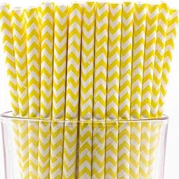 CHOCO DECOR Disposable Paper Striped Straws - Yellow Strip Colour (6 mm)- Pack of 100 Pcs-picture-11