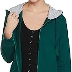 amazon brand - symbol Women's Cotton Blend Solid Regular Fit Long Sleeve Hooded Terry Sweatshirt Forest Green, Large-picture-13