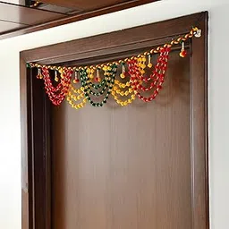 Collectible India Handmade Cotton Multicolour Toran/bandarbar/bandarwal for Main Door/Temple Door Ethnic Bandarwal Wall Hanging - Diwali Decoration Items for Home(Size 40 x 6 Inches)-image-59