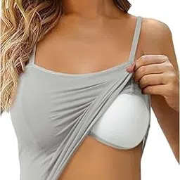 galblush Women's Lightly Padded Seamless Built in Bra Short Slip Fitted Camisole-picture-41